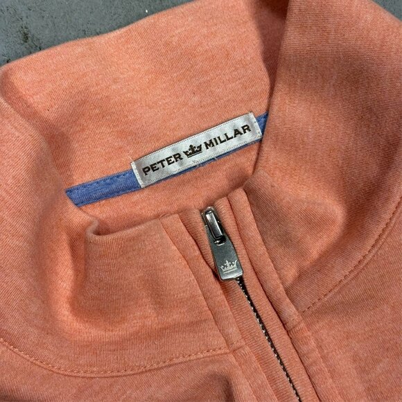Peter Millar 1/4 Zip Sweatshirt Long Sleeve Pullover Stretch Salmon Orange XL - Picture 4 of 6